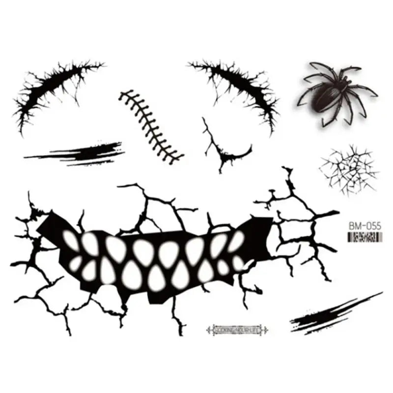 Halloween Scary Tattoo Stickers Crawl Scary Eye-catching Evil Unique Ghost Face Accessories Horror Movie Style Makeup Fake Scar