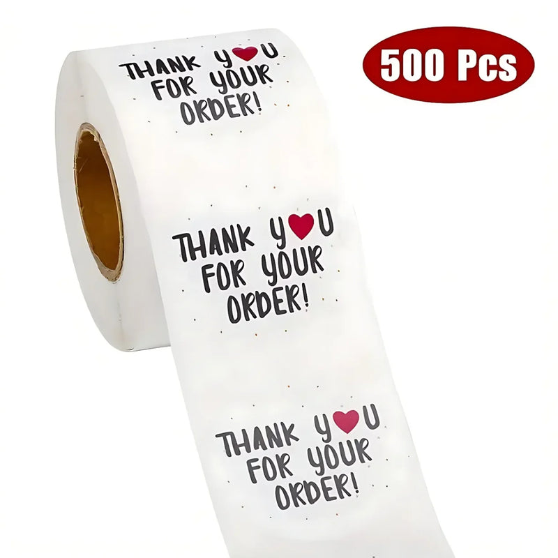 1roll 500pcs Thank You For Your Oder Sticker DIY Small Business Online Store Shop Packing Shipping Accessories