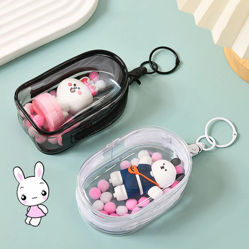 Jewelry Organizer Transparent Storage Box Pouch Mystery Box Keychain Bag Storage Case Thicken Wallet Cute Doll Bag Organization