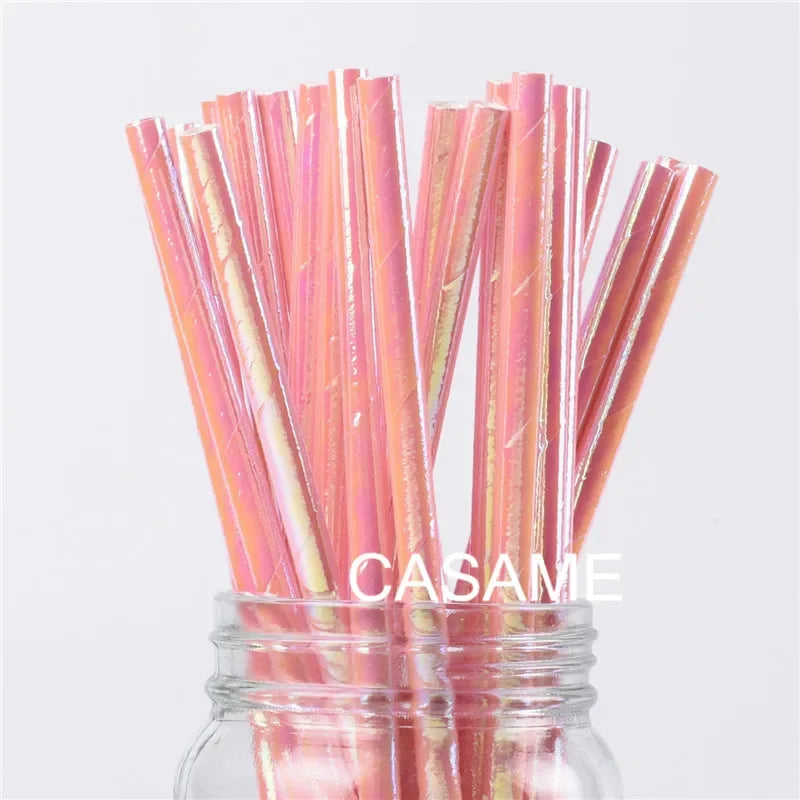 25 pcs lridescent Straws carnaval Party Wedding Decoration Kids Birthday Baby Shower Christmas Frozen Supplies party