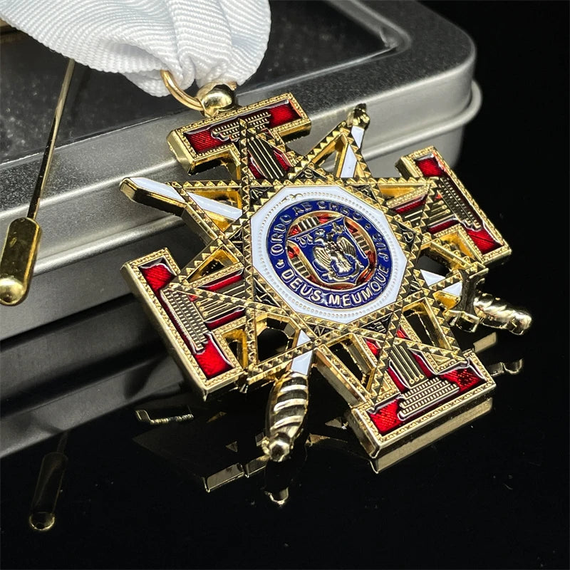 Classic Masonic Ribbon Medal Double Headed Eagle 33 Badge Vintage Mason Freemason Brooch Lapel Pins Fine Jewelry Gifts Souvenir