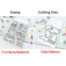 Birthday Cake Cute Frog Fox Animals Cutting Dies and Clear Stamps Bottle Thank You Words Dies For DIY Scrarpbooking Paper Craft