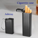 Portable Metal Cigarette Case with Keychain, Mini Pocket Ashtray with Lid for Outdoor Travel, Smoking Accessories, Gift for Men