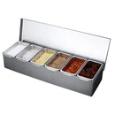 6 Compartment Trays Stainless Steel Detachable Topping Station Plastic Pizza Ingredients Condiment Dispenser Reusable For Home