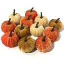 10pcs Velvet Artificial Pumpkin Decoration Desktop Pumpkin Ornament Christmas Thanksgiving Harvest Festival Halloween Decoration
