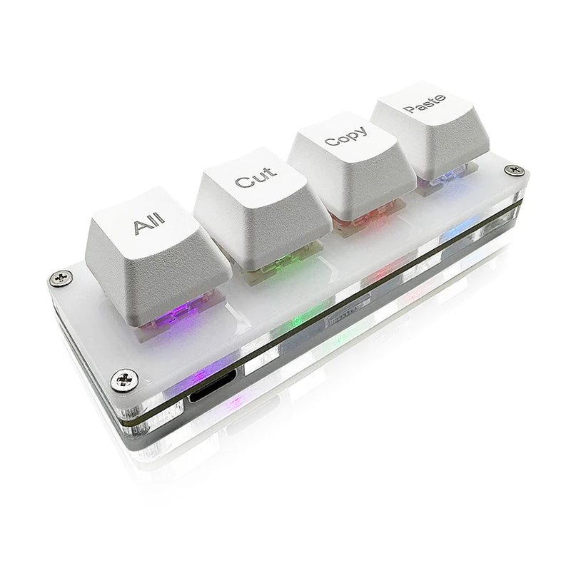 Mini 4-Key Select All Cut Copy Paste Macro Pad Ctrl A X C V Shortcut One Handed Keyboard RGB Gaming Mechanical Keyboard OSU Key