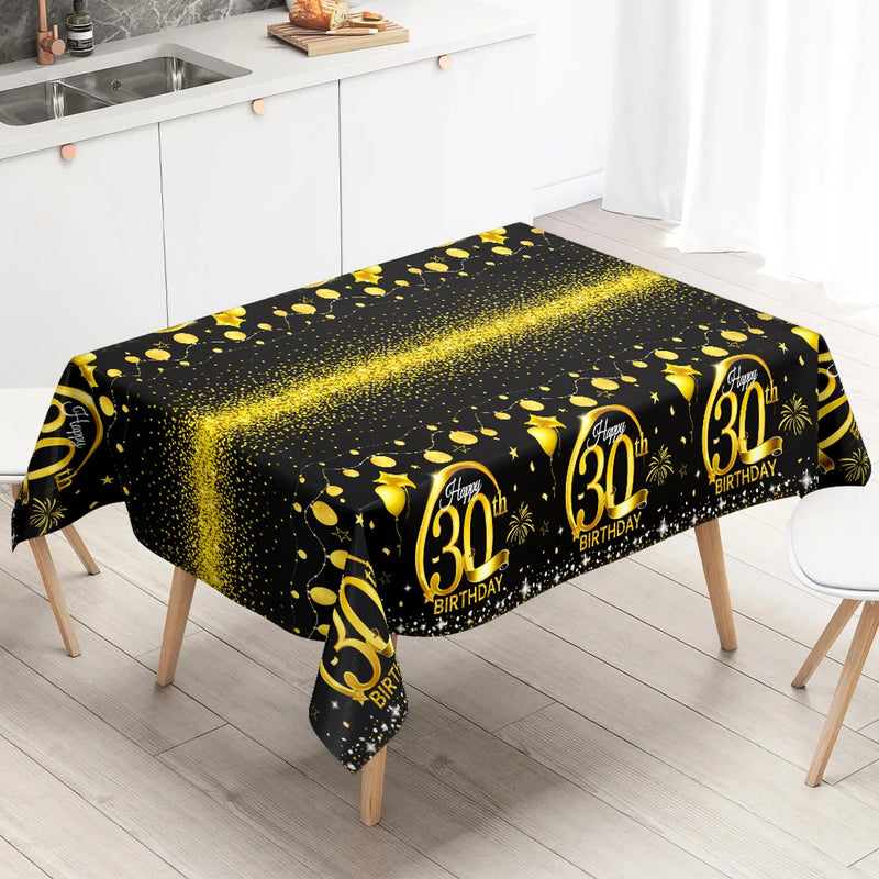 Gold Black Birthday Table Cloth 18 30 40 50 Years Old Birthday Decoration Birthday Party Supplies Gold Glitter Tablecloth Decor