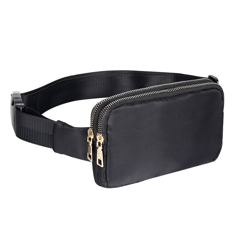 Geestock Women Waist Pack Black Bum Bag Festival Dual Zipper Belt Bag luLuxury Designlu Fashion Fanny Pack for Hiking Running