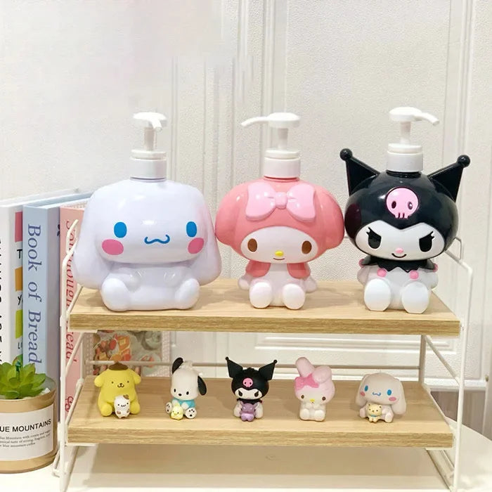 Kawaii Kuromi My Melody Cinnamoroll Cartoon Push-Type Lotion Bottle Anime Sanrio Girly Heart Cute Shampoo Body Wash Bottles