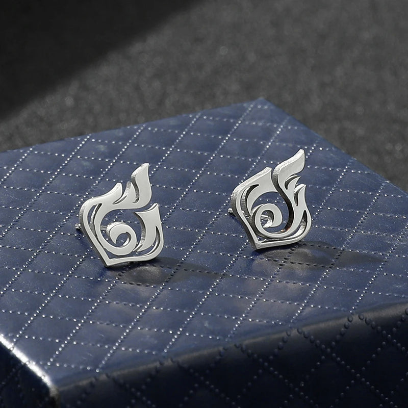 Genshin Impact Element Cute Earrings Studs Jewelry Luxury Game Anime Earrings Stainlees Steel Earrings Studs Silver Color