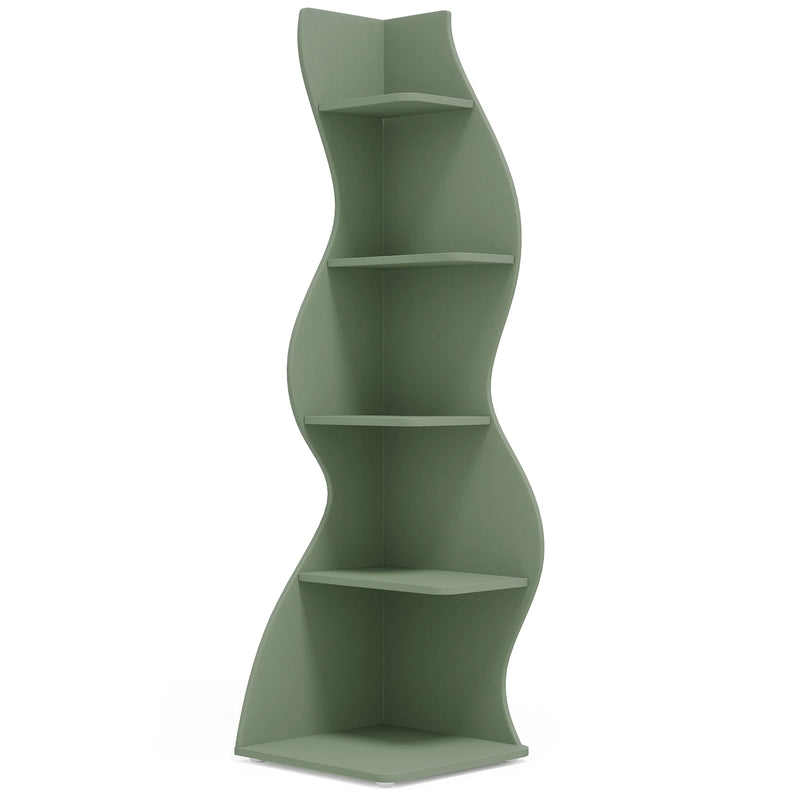 Tribesigns Corner Shelf, Modern 5-Tier Wall Corner Bookshelf, Stylish Corner Small Bookcase Storage Rack Plant Stand