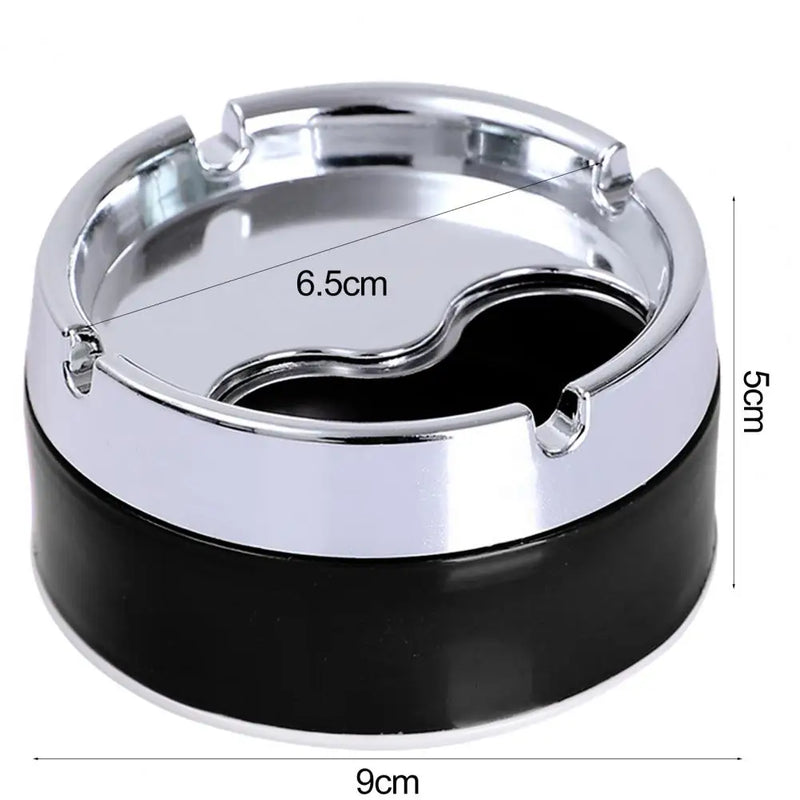 Round Ashtray Groove Design Stainless Steel Ash Holder Windproof Desktop Ash Container for Home Office Outdoor