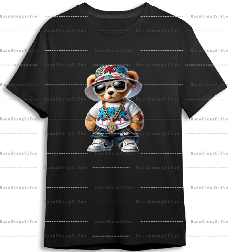 Playful Bear Ironed Sticker Clothes DTF Halloween Thanksgiving Fashion T-shirt Hoodie DIY Jacket Patch Heat Transfer Sticker