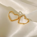Fashion Minimalist Gold Color Stainless Steel Heart Earrings For Women Girl Simple Punk Hoop Earrings Piercing Korean Jewelry