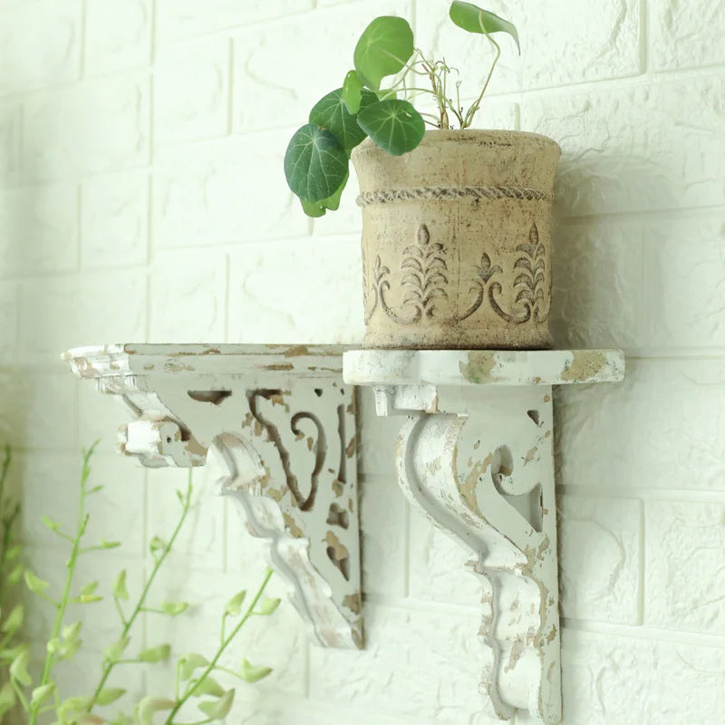 2pcs Shelf Wall Wooden Wall Mounted Support Shelf Plant Supplies Placed Flower Pot Rack On The Top Rural Farmhouse Decorations