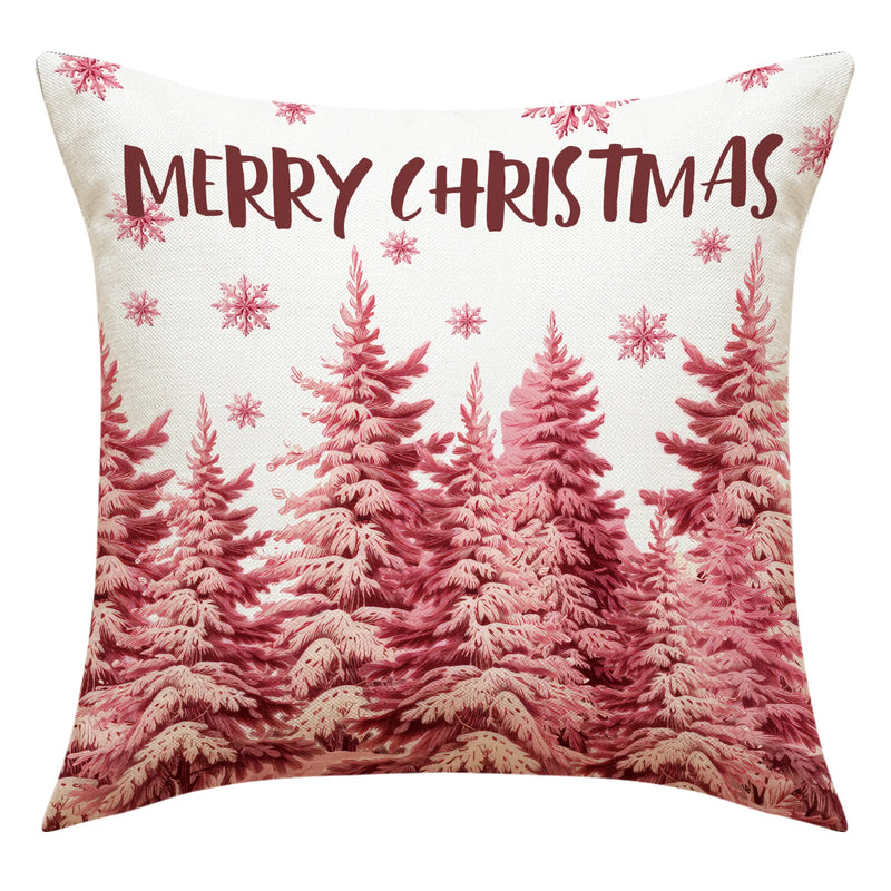 45cm Pink Christmas Peach Skin Pillow Cover Pink Santa Claus Xmas Snowman Pillow Case Merry Christmas Decor For Home 2024 Noel