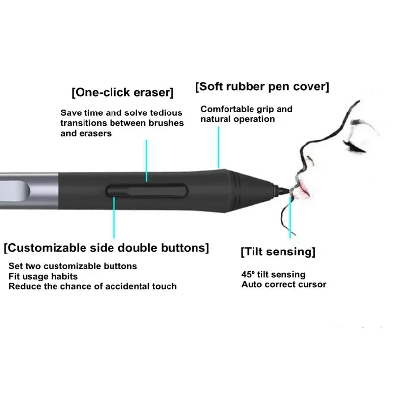 PW100 Digital Pen Battery-free Stylus Pen For HUION H640P H950P H1060P H610PRO V2 H420X Graphics Drawing Tablets Handhold Pen
