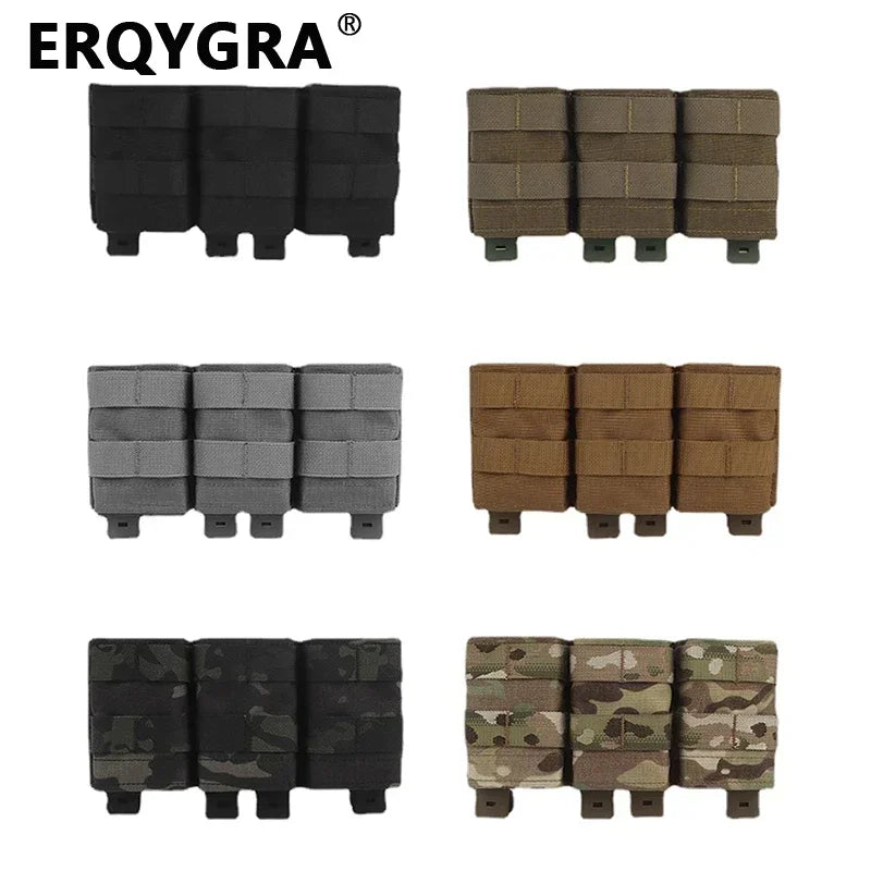 ERQYGRA Tactical FAST 5.56 Triple Mag Pouch Medium Magazine Molle System Holster Outdoors Hunting Shooting Accessories Waist Bag