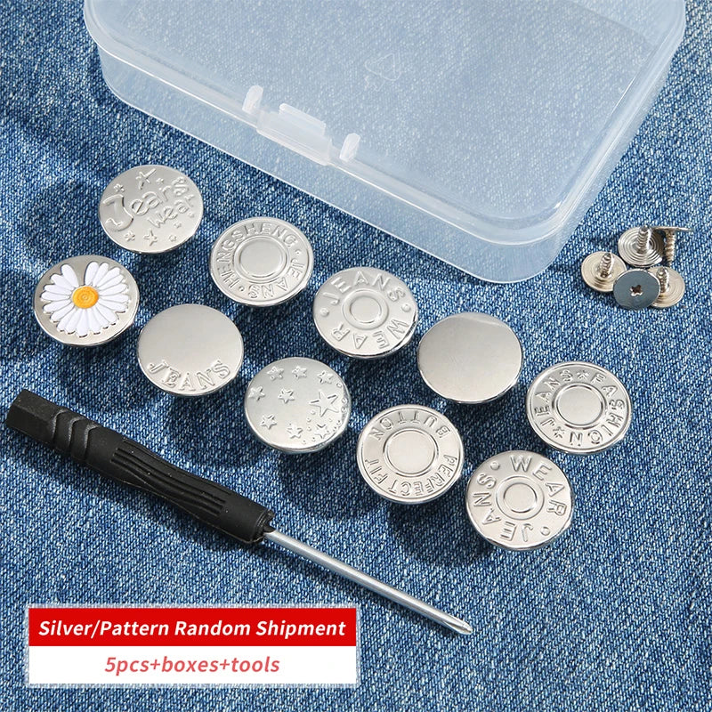 5/10/20pcs jeans button adjustable waist shrinker Nail free metal button Removable I-button seam free waist button