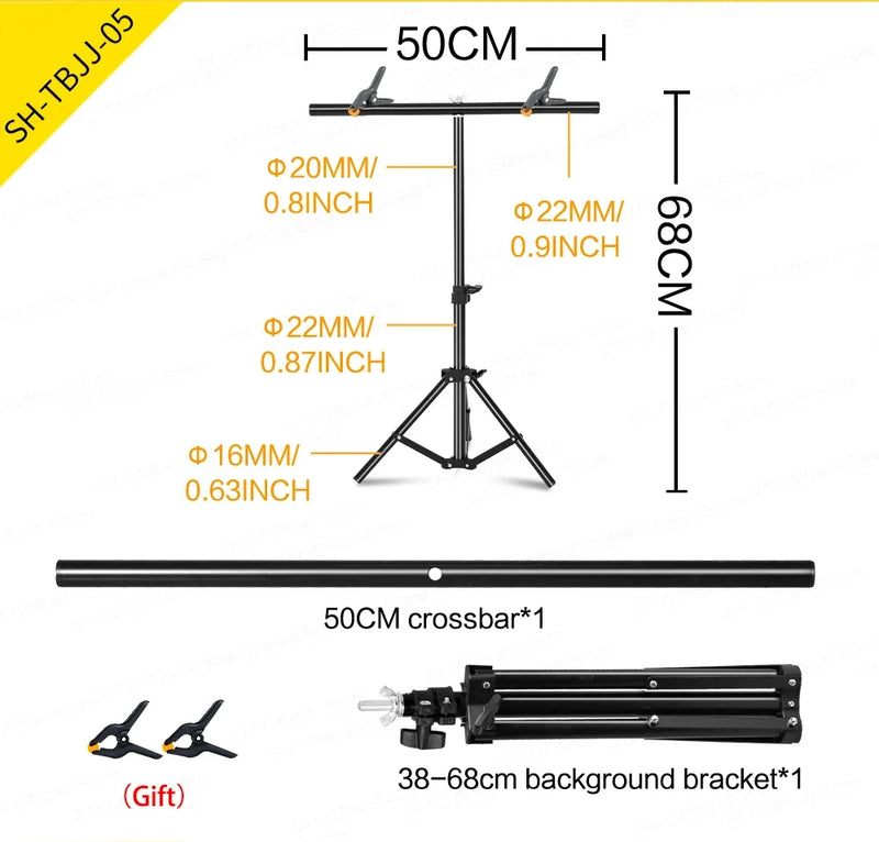 SH T-shaped Stand Tripod Background Backdrop Photography Adjustable Support System Photo Studio  for Non-Woven Muslin Backdrops