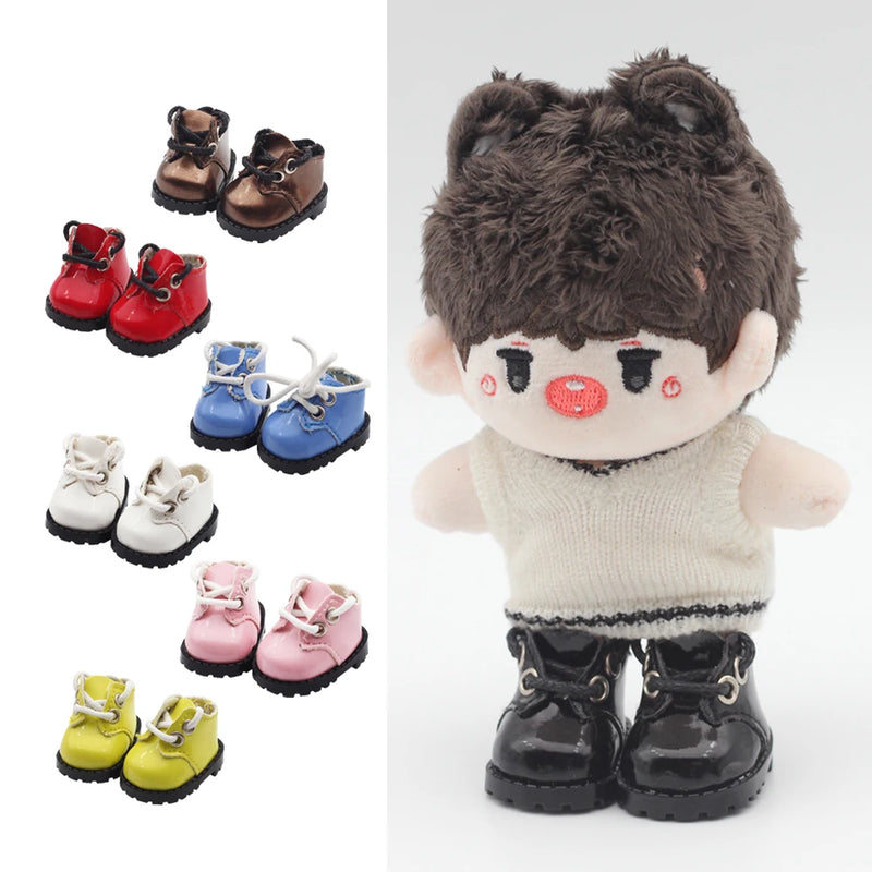 Labubu Shoes (3.8*2.3cm)  for 17cm Labubu Macaron  and 10cm EXO /Cotton Doll Finger Shoes Doll Leather Shoes