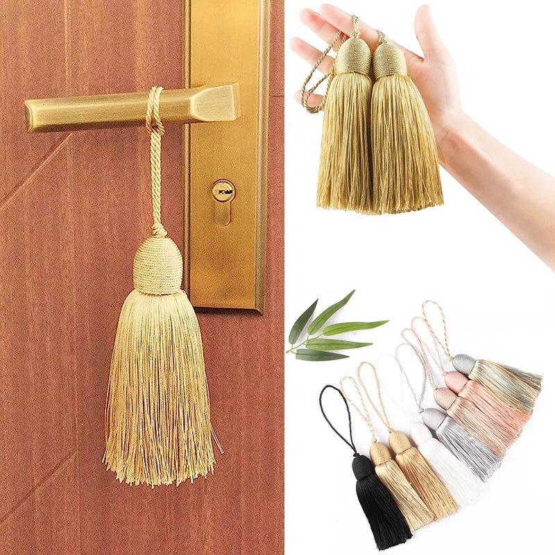 2Pcs Hanging Rope Tassels Sewing Bang Silk Fringe Trim Key Tassel for DIY Curtain Accessories Home Decoration Fringe Bag Gift