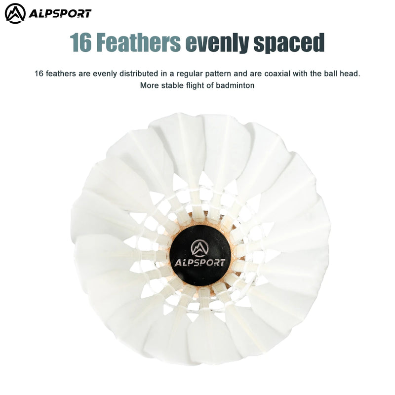 ALP SSS-04 12PCS/1 tube White duck feather Badminton Designed for sports training. Recreational training