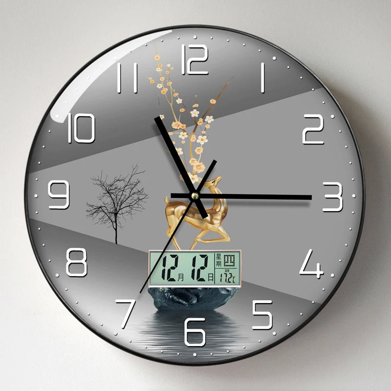 Watch Wall Clock Living Room with Calendar Home Fashionable Simple Modern Watch Wall 2023 New Style Mute Clock Light Luxury