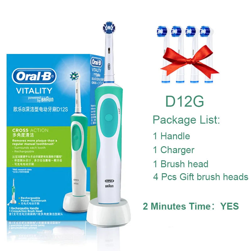 Oral B Electric Toothbrush Rotation Cleaning Oral 3D White Tooth Adult Vitality Tooth Brush Inductive Charging + Gift Brush Head