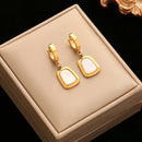 EILIECK 316L Stainless Steel Black White Geometric Earrings For Women Girl Fashion Ear Dangle Jewelry Holiday Gift Bijoux Серьги