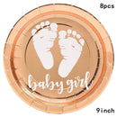 8pc Baby Girls  Disposable Tableware Baby Girl Paper Napkin Plate Cup Baby Girl Happy Birthday Party Decor Kids Baptism Supli