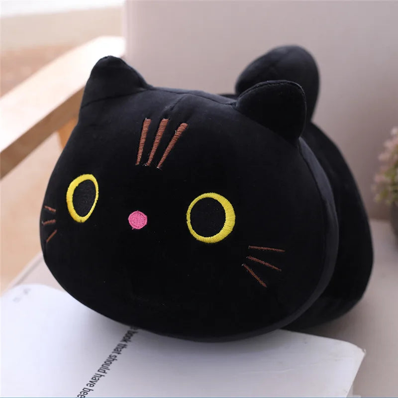 Cute Black Long Cat Plush Toy Cushion Office Nap Pillow Cushions Soft Toys Kids Doll Washable Sofa Car Cushion Home Decor