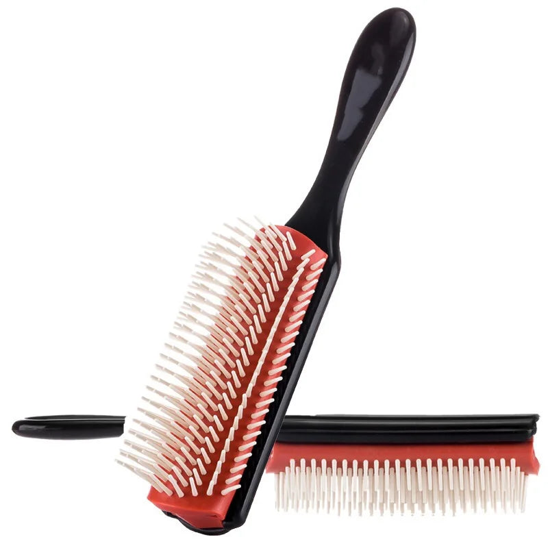 9-Rows Detangling Hair Brush Denman Detangler Hairbrush Scalp Massager Straight Curly Wet Hair Comb for Women Men Home Salon