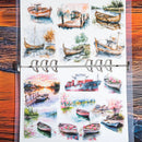 20pcs/1lot Kawaii Scrapbook Sticker canoeing on the lake Scrapbooking Supplies Planner Decorative Craft Stationery Sticker