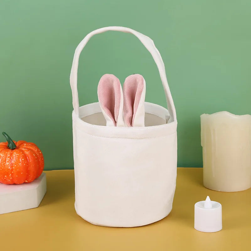 Rabbit Ear Bag With Handle 2025 Easter Bunny Gift Buckets Velvet Bags Wedding Candy Bag Kids Birthday Party Supplies