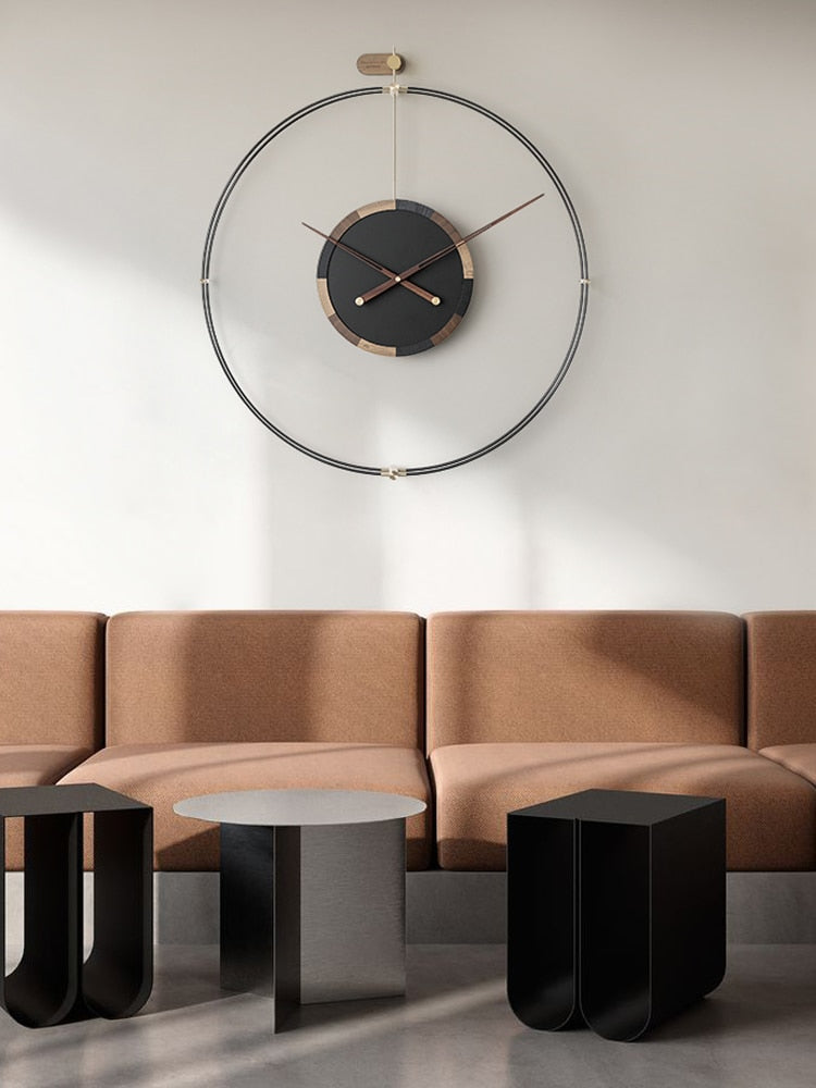 Nordic Luxury Wall Clock Modern Design Silent Large Wall Clocks Home Decor Creative Wood Metal Watch Living Room Home Decoration