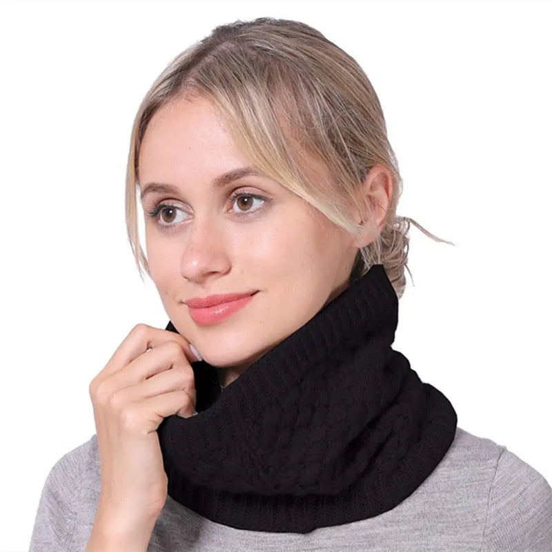 Knitted Neck Scarves Autumn Winter Thermal Women Men Thick Fleece Inside Wool Collar Elastic Scarves Snood Outdoor Neck Warmer
