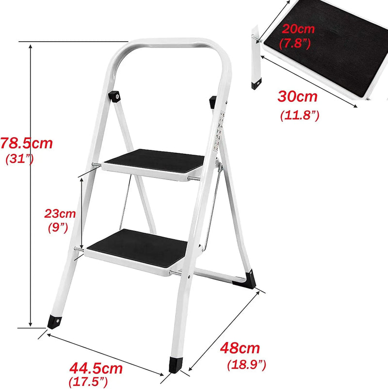 DayPlus Safety Folding Step Stool 2-4 Step Ladder Portable Foldable Stepladder Anti Slip Feet  for Indoor Outdoor Home Office