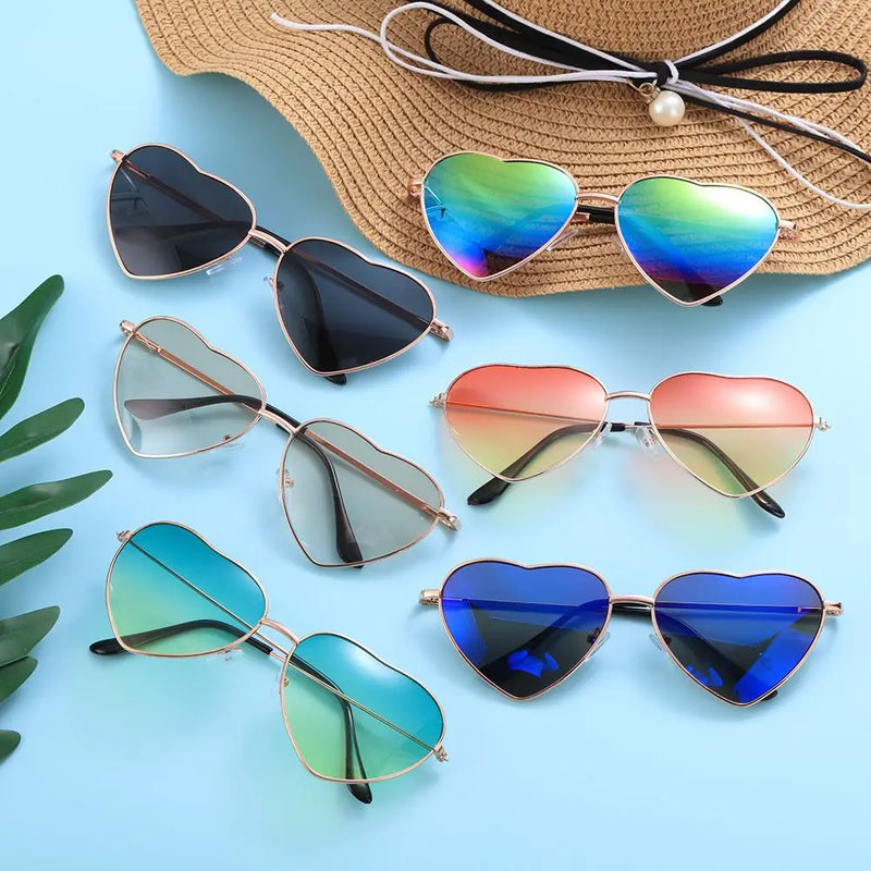 1PC Women Heart Shape Sunglasses luxury Brand Designer Men Metal Frame Sun Glasses Vintage Gradient Ocean Lenses UV400 Shades