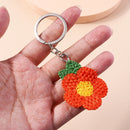 Lovely Handmade Knitted Flower KeychainCrocheted Key Rings for Women Girls Handbag Pendants Charms DIY Jewelry Gifts