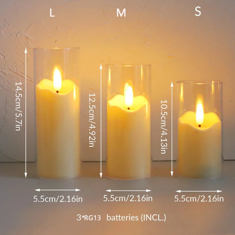 6Pcs Led Flameless Electric Candles Lamp Acrylic Glass Battery Flickering Fake Tealight Candle Bulk for Wedding Christmas