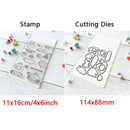 Birthday Cake Cute Frog Fox Animals Cutting Dies and Clear Stamps Bottle Thank You Words Dies For DIY Scrarpbooking Paper Craft