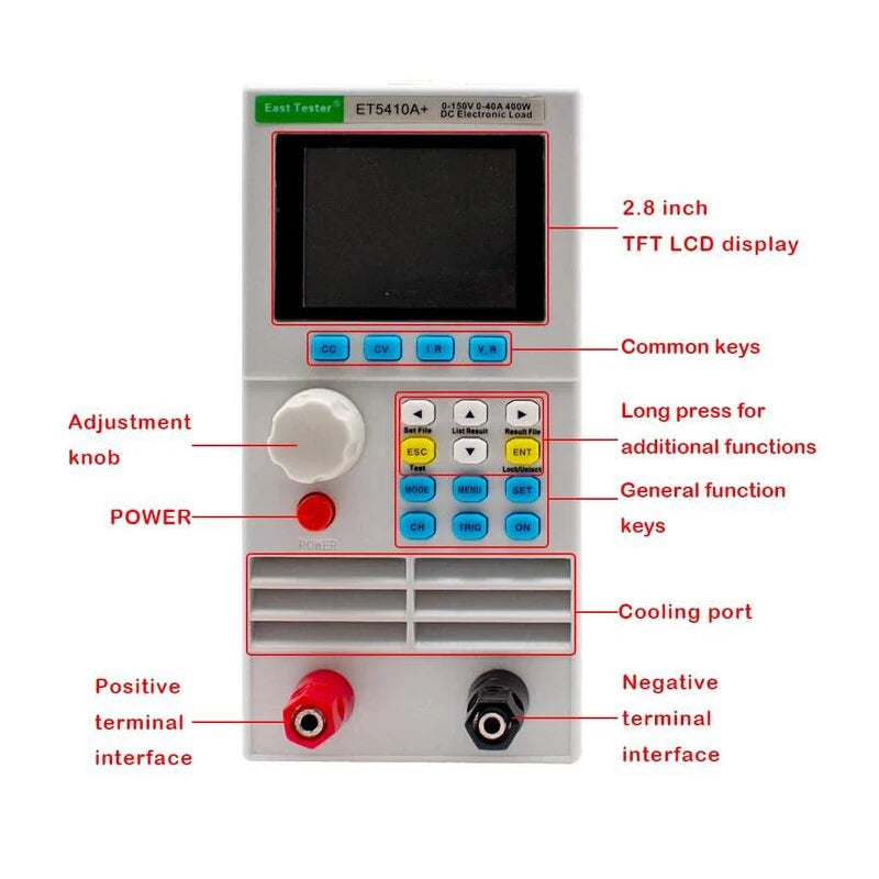 ET5410 DC Electronic Load Tester 400W Battery Capacity Tester Power Test Aging Tester 150V/40A RS485 Interface Software Support