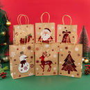 StoBag 5pcs Merry Christmas Kraft Paper Gift Bags Packaging Handmade Candy Biscuit Chocolate  New Year Kids Party Favors Suppli