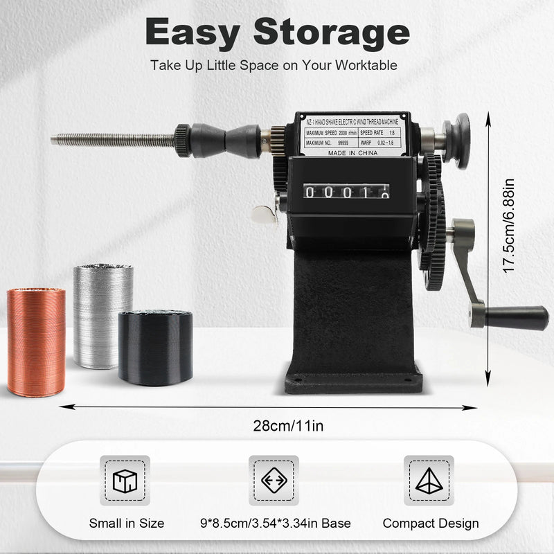 Manual Coil Winder with Counter 0-99999, High Quality Dual Purpose Hand Coil Winding Machine