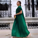 ANLAN Miyake Pleated Maxi Long Dress Mesh Petal Sleeve Half Turtleneck Formal Dresses for Women 2024 New Hot Sales 6KK9927