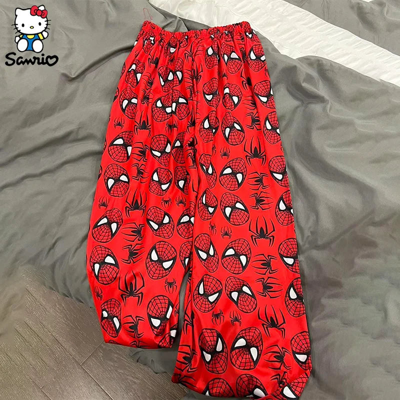Cartoon Anime Spiderman Hello Kitty Pajamas Sanrio Hello Kitty Couples Matching Pajamas Long Pants Summer Pants Sleep Pant