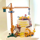 Excavator Crane Tractor Birthday Cake Topper Construction Party Cake Decor Kids Boy 1st Baby Shower One Year Happy Birthday Cake