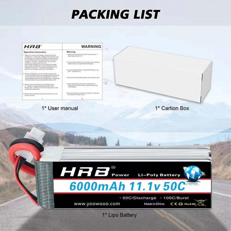 HRB 3S Lipo Batery 11.1v 1300mah 1500mah 1800mah 2200mah 3000mah 4000mah 5000mah 6000mah Lipo Battery for 3S RC Cars Drone Boat