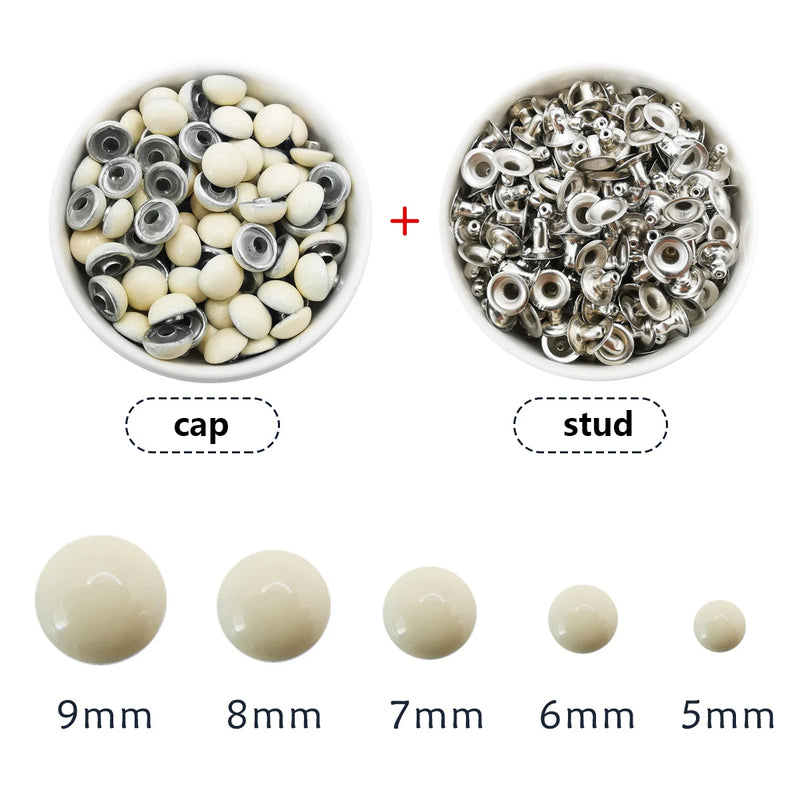 100sets Dome Cap Rivets 14 Colors Metal Studs Round Rivet for Leather Craft Bag Belt Clothing Garment Shoes Collar Parts